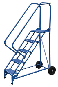 Vestil Steel Roll-A-Fold Ladder - 50 Degree 5 Perforated 16-13/16 In. Step Width 350 lb - Blue