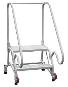 Vestil Steel Tip N Roll FDA Compliant Ladder - 50 Degree 2 Grip Strut 24 In Step Width 350 lb - White