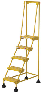 Vestil Steel Commercial Spring Loaded Ladders - 58 Degree 5 Perforated 16 In. Step Width 300 lb - Yellow