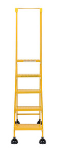 Vestil Steel Commercial Spring Loaded Ladders - 58 Degree 5 Perforated 16 In. Step Width 300 lb - Yellow
