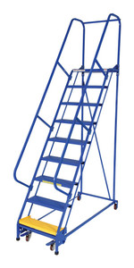 Vestil Steel Standard Slope Ladder - 58 Degree 9 Perforated 23-9/16 In. Step 350 lb - Blue
