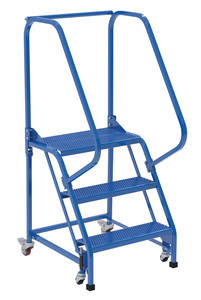 Vestil Steel Standard Slope Ladder - 58 Degree 3 Perforated 23-9/16 In. Step 350 lb - Blue