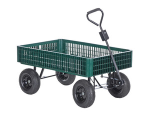 Vestil Steel Landscape Cart with Plastic Crate - 46-1/4 In. x 29-7/8 In. x 43-1/2 In. 1000 lb - Green