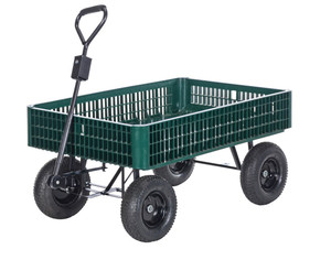 Vestil Steel Landscape Cart with Plastic Crate - 46-1/4 In. x 29-7/8 In. x 43-1/2 In. 1000 lb - Green