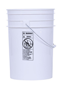 Vestil High Density Polyethylene Open Head Pail with Steel Handle - 12 In. x 12 In. x 16-15/16 In. 6 Gallon - White
