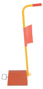 Vestil Molded Rubber Wheel Chock With Handle and Flag - 8 In. - Orange/Yellow
