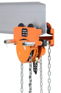 Vestil Steel Low Headroom Chain Hoist Gear Trolley - 9 In. x 10 In. x 10 In. 1,000 lb - Orange