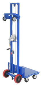 Vestil Steel Lite Load Lift With Winch, Swivel Casters and Manual Floor Lock - 24 In. x 20 In. Platform 400 lb - Blue