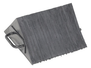Vestil Laminated Rubber Wheel Chock with Rubber Grip Handle - 10-1/8 In. x 12-3/8 In. x 5-1/2 In. - Black