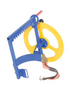 Vestil Steel Manual Overhead Pail Dispenser - 22-3/4 In. x 17 In. x 20-5/8 In. 200 lb - Blue and Yellow