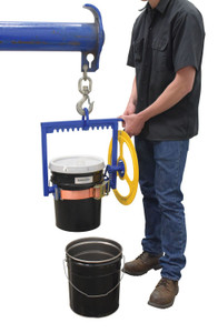Vestil Steel Manual Overhead Pail Dispenser - 22-3/4 In. x 17 In. x 20-5/8 In. 200 lb - Blue and Yellow