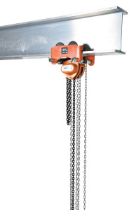 Vestil Steel Low Headroom Chain Hoist Gear Trolley - 11-1/2 In. x 11-1/2 In. x 10 In. 2,000 lb - Orange