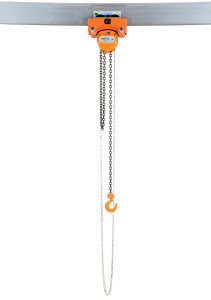 Vestil Steel Low Headroom Chain Hoist Push Trolley - 14 In. x 11-1/2 In. x 14 In. 4,000 lb - Orange