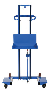 Vestil Steel Low Profile Lite Load Lift With Winch, Swivel Casters and Manual Floor Lock - 20 In. x 20 In. Platform 400 lb - Blue