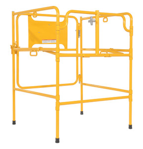 Vestil Steel Manhole Guard Rail with Aluminum Sign - 31 In. x 30 In. Warning Do Not Enter Sign Message - Yellow