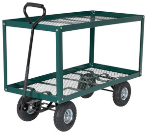 Vestil Steel Landscape Cart with Two Shelf - 51 In. x 24 In. x 36 In. 300 lb - Green