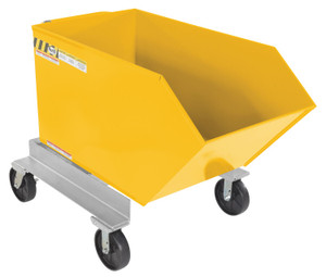 Vestil Steel Portable Tilting Hopper - 3/4 Cubic Yard 2,000 lb - Yellow