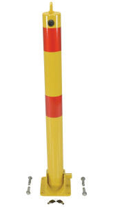 Vestil Steel Fold Down Bollard - 5-1/8 In. x 5-1/2 In. x 35-1/2 In. - Yellow