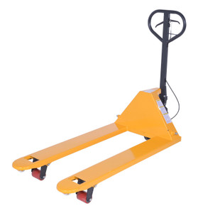 Vestil Pallet Truck with Dead Man Brake - 66 In. x 27 In. x 49 In. 5500 lb - Yellow