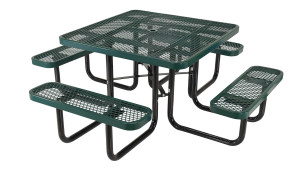 Vestil Steel Picnic Table Expanded Metal Square Top - 46 In. x 46 In. - Green