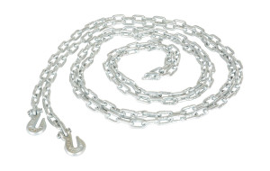 Vestil Steel Chain with Grab Hook - 20 Ft. Length 1/4 In. Chain 6,000 lb Pulling - Silver