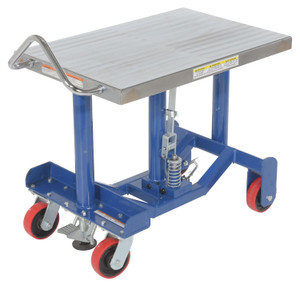 Vestil Steel Low Profile Post Lift Table - 34 In. x 20 In. x 26 In. 1000 lb - Blue