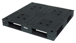 Vestil High Density Polyethylene Standard Rackable Pallet/Skid - 47-1/4 In. x 47-1/4 In. x 6 In. 22,000 lb Floor - Black