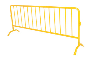 Vestil Steel Heavy Duty Crowd Control Interlocking Barrier with Curved Feet - 101-3/4 In. Length - Yellow