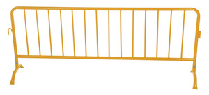 Vestil Steel Heavy Duty Crowd Control Interlocking Barrier with Curved Feet - 101-3/4 In. Length - Yellow