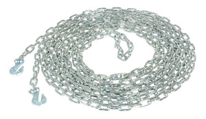 Vestil Steel Chain with Grab Hook - 40 Ft. Length 1/4 In. Chain 6,000 lb Pulling - Silver
