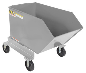 Vestil Steel Portable Tilting Hopper - 1/2 Cubic Yard 2,000 lb - Silver