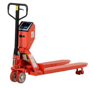 Vestil Steel Low Profile Pallet Truck with Scale - 64-1/2 In. x 22-3/8 In. x 48 In. 5000 lb - Red