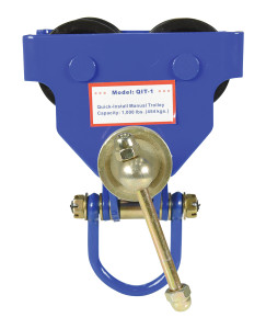 Vestil Steel Quick Install Manual Trolley - 6-3/4 In. x 11-3/4 In. x 10-1/4 In. 1000 lb - Blue