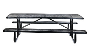 Vestil Steel Picnic Table Expanded Metal Rectangle Top - 30 In. x 96 In. - Black