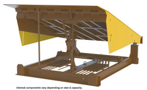 Vestil Steel Pull Chain Mechanical Dock Leveler - 86 In. W x 110 In. L x 24 In. D Pit Dimensions 40000 lb - Brown/Yellow