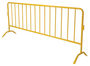 Vestil Steel Crowd Control Interlocking Barrier with Curved Feet - 101-3/16 In. Length - Yellow