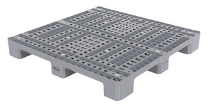 Vestil High Density Polyethylene Solid Top Rackable Pallet/Skid - 47-1/2 In. x 47-1/2 In. x 5-1/2 In. 13,000 lb Floor - Gray