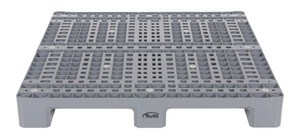 Vestil High Density Polyethylene Solid Top Rackable Pallet/Skid - 47-1/2 In. x 47-1/2 In. x 5-1/2 In. 13,000 lb Floor - Gray