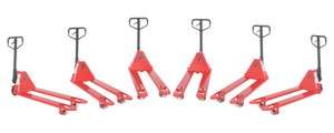 Vestil Steel Low Profile Pallet Trucks - 6 Pack 21 In. x 48 In. 4,000 lb - Red