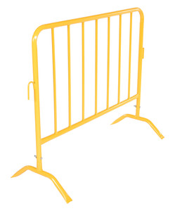 Vestil Steel Crowd Control Interlocking Barrier with Curved Feet - 47-1/2 In. Length - Yellow