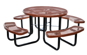 Vestil Steel Picnic Table Expanded Metal Round Top - 46 In. x 46 In. - Brown