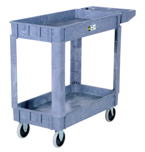 Vestil Plastic Utility Service Cart - 2 Shelves 40 In. x 18-1/2 In. x 33-1/2 In. 550 lb - Gray