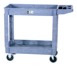 Vestil Plastic Utility Service Cart - 2 Shelves 40 In. x 18-1/2 In. x 33-1/2 In. 550 lb - Gray
