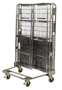Vestil Galvanized Steel Foldable/Nestable Roller Container - 1 Shelf 30 In. x 43-1/2 In. x 69 In. 660 lb - Gray