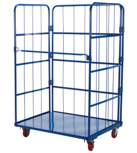 Vestil Steel Foldable/Nestable Roller Container - 1 Shelf 31-1/4 In. x 43-5/8 In. x 65-1/2 In. 800 lb - Blue