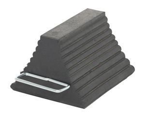 Vestil Molded Rubber Wheel Chock Steel Handle - 8 In. x 11-1/4 In. x 6 In. - Black