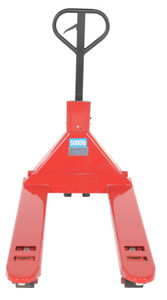 Vestil Steel Trade Legal Low Profile Pallet Truck with Scale and Printer - 66 In. x 28 In. x 48 In. 5000 lb - Red