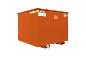 Vestil Steel Rotating Heavy Duty Box Hopper - 2-1/2 Cubic Yard 6,000 lb - Orange