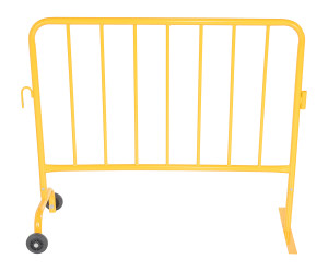 Vestil Steel Crowd Control Interlocking Barrier with Feet 1 Wheeled - 1 Flat 47-1/2 In. Length - Yellow