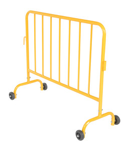 Vestil Steel Crowd Control Interlocking Barrier with Wheeled Feet - 47-1/2 In. Length - Yellow